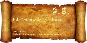 Háromszéki Bors névjegykártya